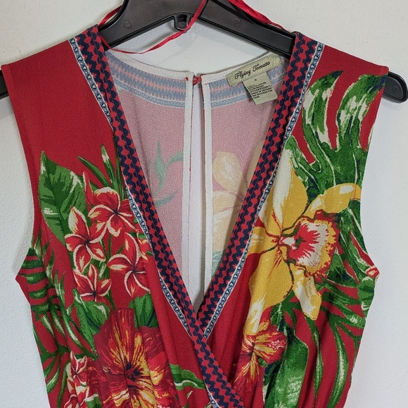 Flying Tomato Womens Red Floral Jumpsuit Sz Small Open Back wide leg Sleeveless - Picture 7 of 10